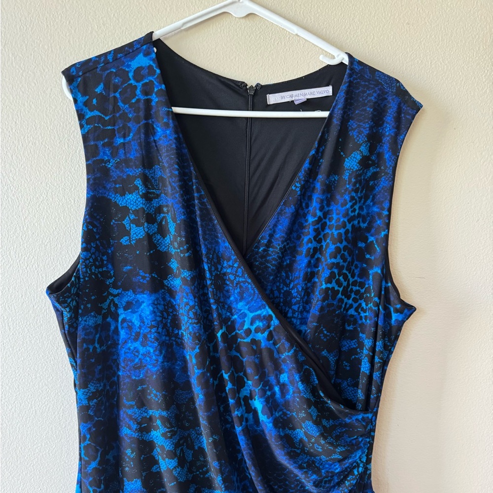 Carmen Marc Valvo Black and Blue Dress